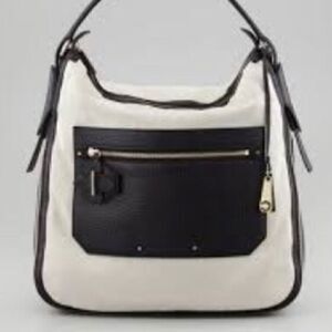 DEREK LAM 10 CROSBY  Canvas Black Leather  Tote